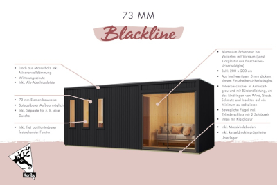 Karibu Design Saunahaus Monterey Blackline - 73 mm in Black oder Natur
