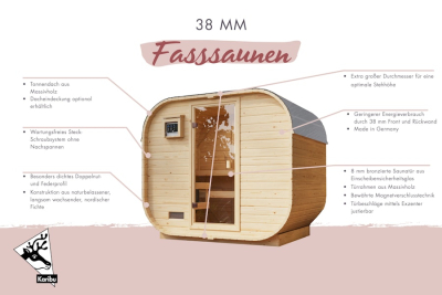 Karibu Saunahaus Fasssauna Quadro 1 Plus - 38 mm