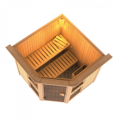 Karibu Amelia 2 - Sauna mit Eckeinstieg 68 mm