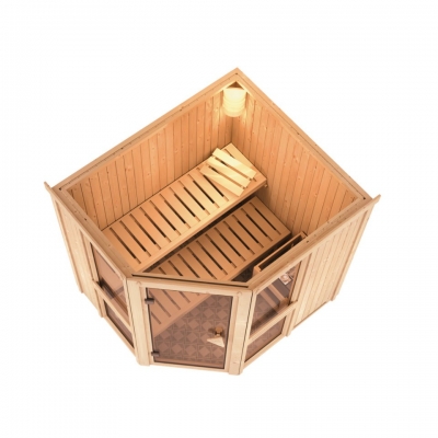 Karibu Amelia 2 - Sauna mit Eckeinstieg 68 mm