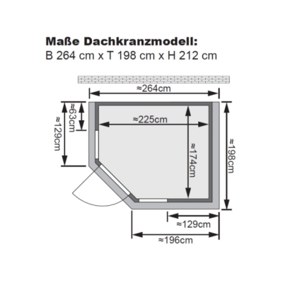 Karibu SINAI 3 Massivholzsauna mit Eckeinstieg 40 mm