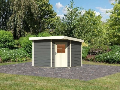 Karibu Woodfeeling Gartenhaus Neuruppin 3 terragrau 28 mm