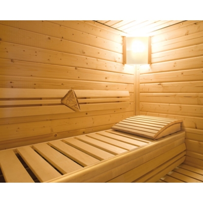 KARIBU CORTONA Premium Massivholzsauna Eckeinstieg