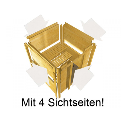 KARIBU MARONA Premium Massivholzsauna Eckeinstieg