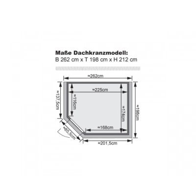 KARIBU RIONA Premium Massivholzsauna Eckeinstieg 40mm