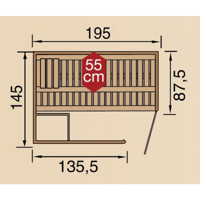 Weka Premium Massivholz-Elementsauna Kemi Eck Sparset 45 mm