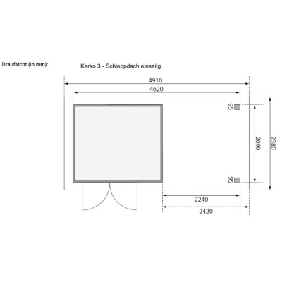 Karibu Woodfeeling Gartenhaus Kerko 3/4 mit 240 cm Schleppdach - 19 mm