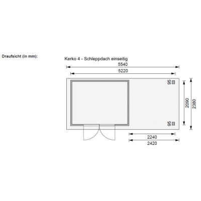 Karibu Woodfeeling Gartenhaus Kerko 3/4 mit 240 cm Schleppdach - 19 mm
