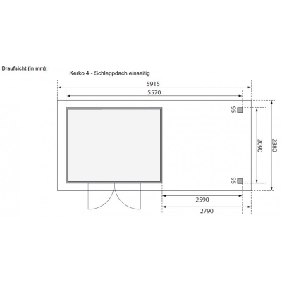 Karibu Woodfeeling Gartenhaus Kerko 3/4 mit 280 cm Schleppdach - 19 mm