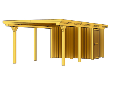 Skanholz Leimholz-Einzel-Carport Emsland 354 x846cm mit Abstellraum