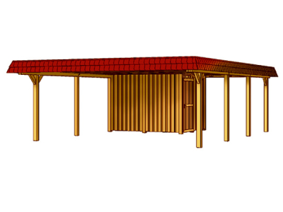 Skanholz Leimholz-Doppel-Carport Wendland 630 x 870cm mit Abstellraum
