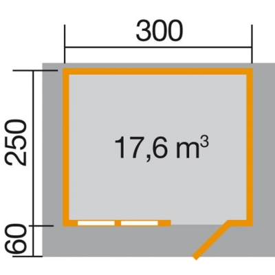 Weka Gartenhaus Typ 139 A in 45 mm mit Vordach (60 cm) in 3 Grössen