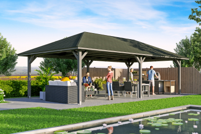 Skanholz Pavillon Orleans 3, Leimholz, grau