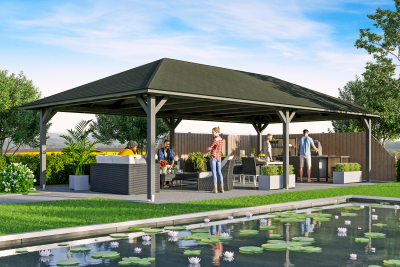 Skanholz Pavillon Orleans 4, Leimholz, grau