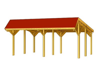 Skanholz Pultdach-Doppel-Carport 624 x 560cm