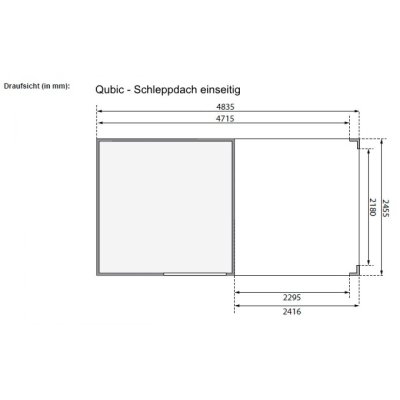 Karibu Gartenhaus Qubic 1 und 240 cm Anbaudachdach