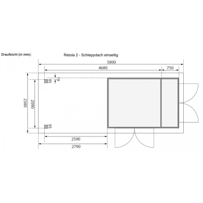 Karibu Woodfeeling Gartenhaus Retola 2/3/4/5/6 inkl. Anbauschrank u. 280 cm Schleppdach