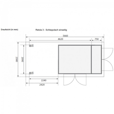 Karibu Woodfeeling Gartenhaus Retola 2/3/4/5/6  240 cm Schleppdach