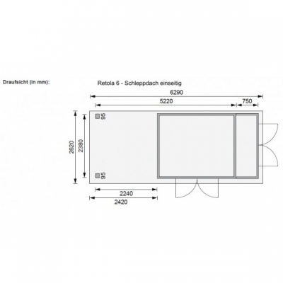 Karibu Woodfeeling Gartenhaus Retola 2/3/4/5/6  240 cm Schleppdach