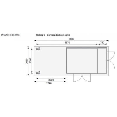 Karibu Woodfeeling Gartenhaus Retola 2/3/4/5/6 inkl. Anbauschrank u. 280 cm Schleppdach