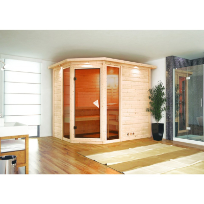 Karibu SINAI 3 Massivholzsauna mit Eckeinstieg 40 mm