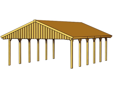 Satteldach-Doppel-Carport ca. B:620 x T:900cm mit Dachschalung