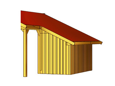 Seitlicher Anbau für Satteldach Einzel bzw. Doppel Carports mit Dachschalung