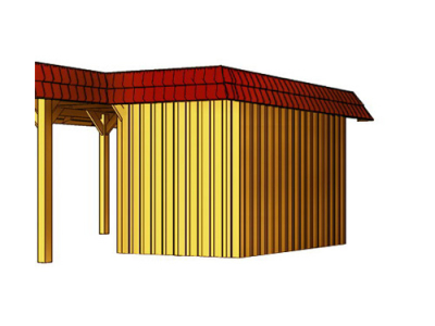 Seitlicher Anbau für Walmdach-Doppel-Carports mit schwarzer Blende