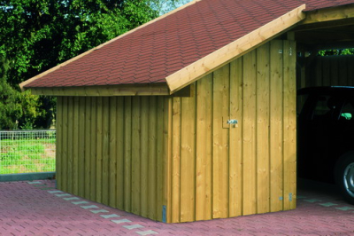 Seitlicher Anbau für Satteldach Einzel bzw. Doppel Carports mit Dachschalung