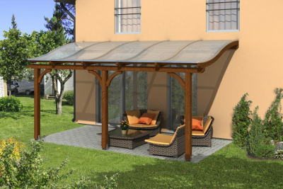 Skan Holz Terrassenüberdachung Venezia mit Mittelpfosten Breite 541 cm in vier Grössen