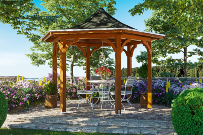 Skanholz Pavillon Versailles, Leimholz, nussbaum