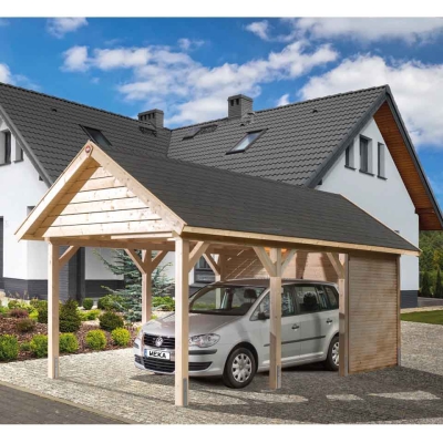 Weka Leimholz Satteldachcarport 614