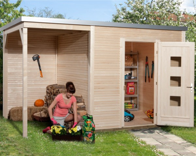 Weka Designhaus wekaLine 413 A in 45 mm inkl. 150 cm Anbau Gr.2