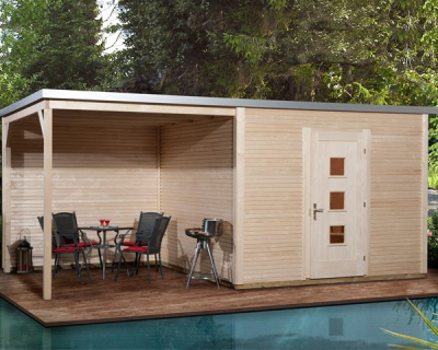 Weka Designhaus wekaLine 413 B in 45 mm inkl. 300 cm Anbau Gr.2