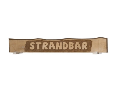 Weka handgeschnitztes Massivholzschild mit Aufschrift "Strandbar"