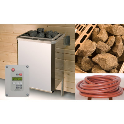 Weka Saunaofen-Set 4 inkl. 9 kW Ofen, Anschlusskabel, Saunasteine, Steuergerät