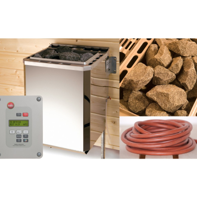 Weka Saunaofen-Set 6 inkl. 4,5 kW BioAktiv Ofen mit Dampfbad-Funktion, Anschlusskabel, Saunasteine, Steuergerät