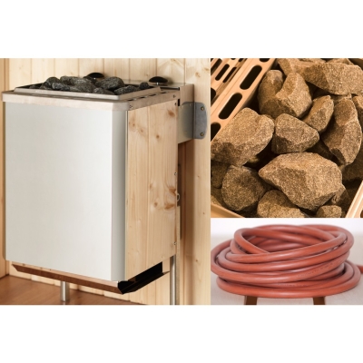 Weka Saunaofen-Set 10 inkl. 5,6 kW Kompakt-Ofen, Anschlusskabel, Saunasteine, integrierte Steuerung