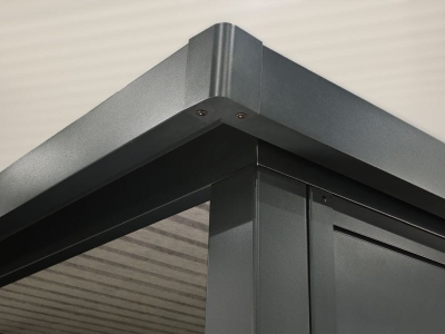 Finnhaus Wolff Metall-Gartenhaus Thorin 3924 + 1,5m Anbaudach - Elementhaus - Geräteschuppen - Flachdach - anthrazit